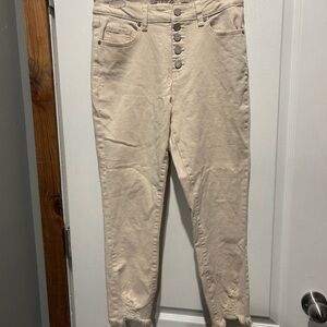 Indigo Rein Cream Ankle Jeans with Button-Fly